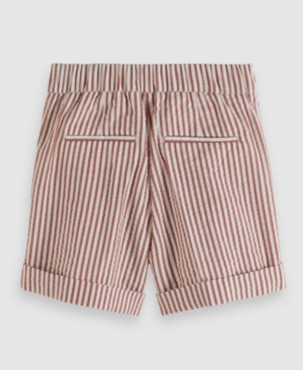 Scotch & Soda Short Rood meisjes (Belted yarn-dyed stripe shorts - 175940 terracotta stripe) - Victor & Camille Destelbergen