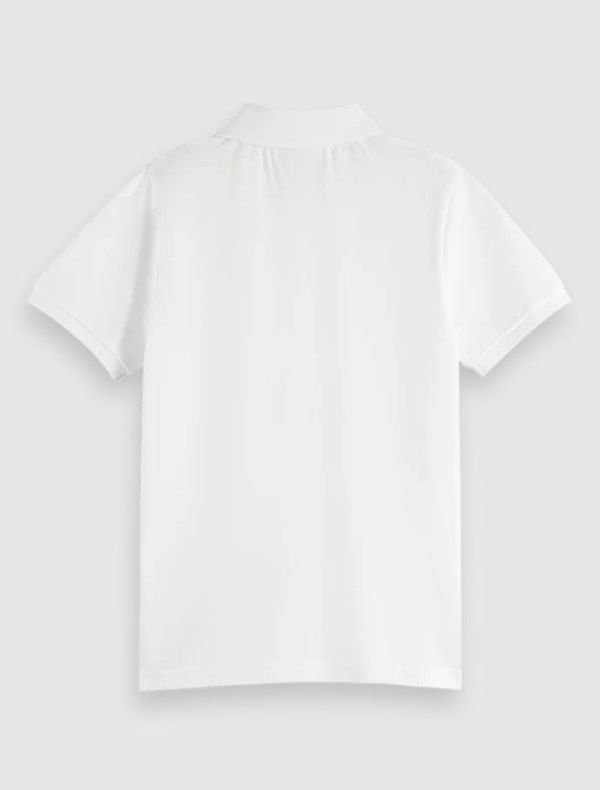 Scotch & Soda Polo Wit jongens (Regular fit fabric-dyed polo white - 176163) - Victor & Camille Destelbergen