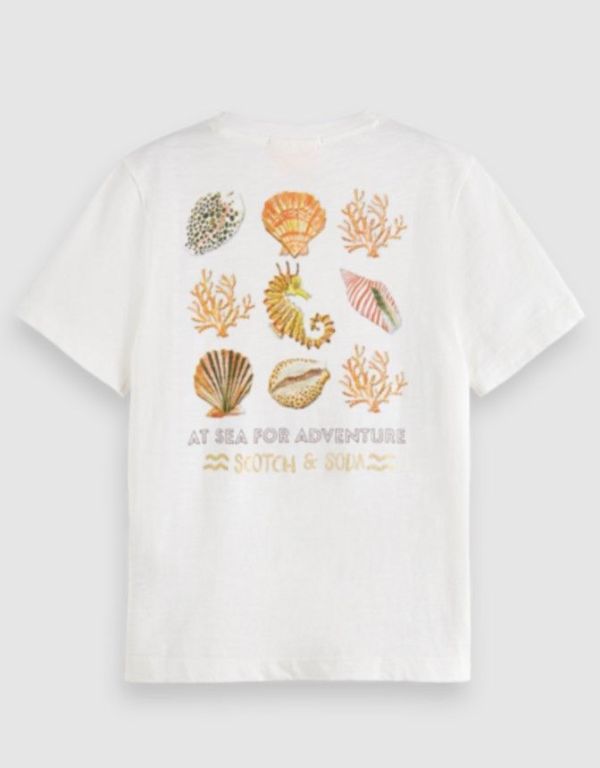Scotch & Soda T-shirt s/s Wit meisjes (Regular fit organic cotton t-shirt - 176857 off white) - Victor & Camille Destelbergen