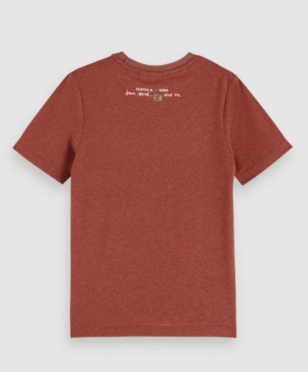 Scotch & Soda T-shirt s/s Rood meisjes (Slim fit linen blend T-shirt - 176861 terracotta) - Victor & Camille Destelbergen