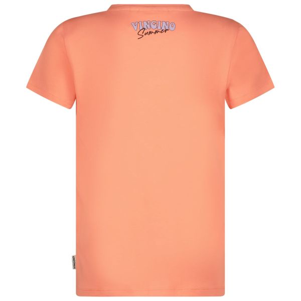 Vingino T-shirt s/s Roze meisjes (Harloua T-shirt peach coral - SS24KGN30006) - Victor & Camille Destelbergen