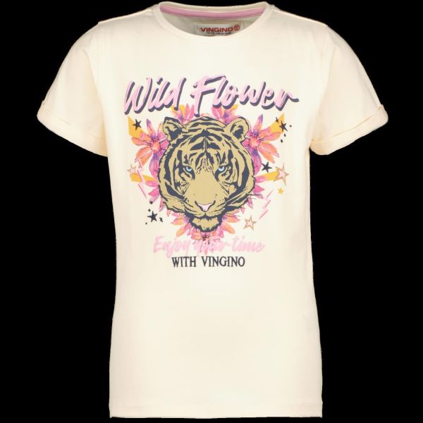 Vingino T-shirt s/s Ecru meisjes (Hasina warm white T-shirt - HS23KGN30003) - Victor & Camille Destelbergen