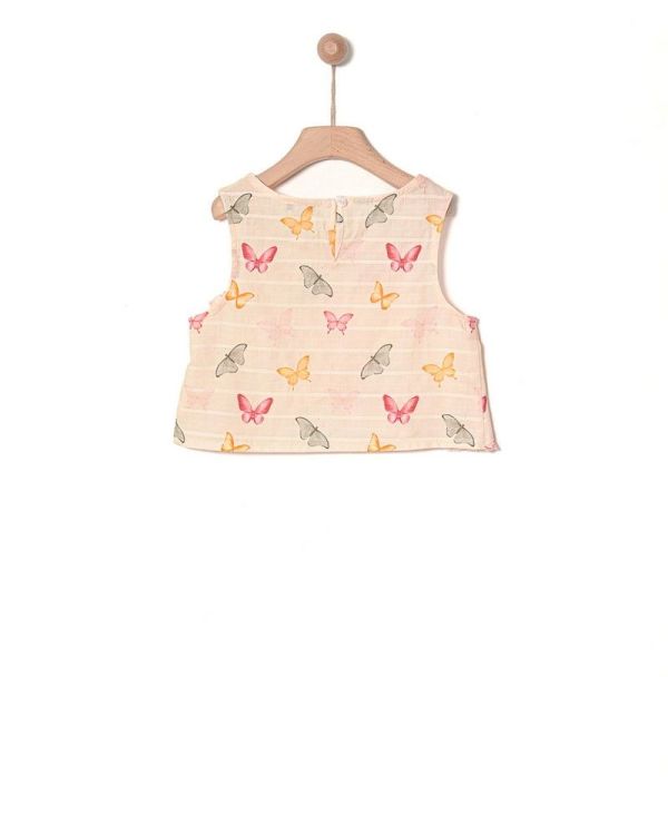 Yell-Oh! Blouse Roze meisjes (Gekruisde jacquard blouse met vlinders - 42090329058) - Victor & Camille Destelbergen