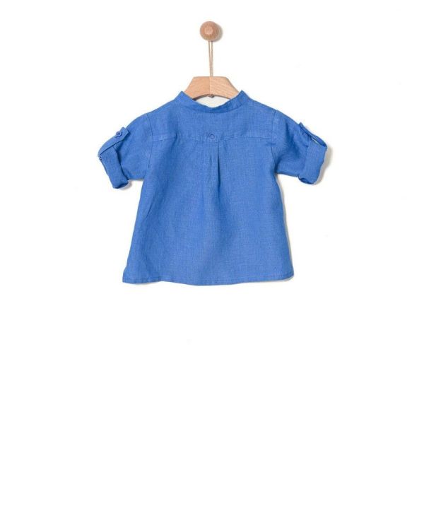 Yell-Oh! Hemd Blauw baby jongens (Tunic linen strong blue - 41091124002) - Victor & Camille Destelbergen
