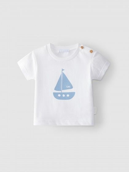 Laranjina T-shirt s/s Wit baby jongens (T-shirt boat - V3561) - Victor & Camille Destelbergen