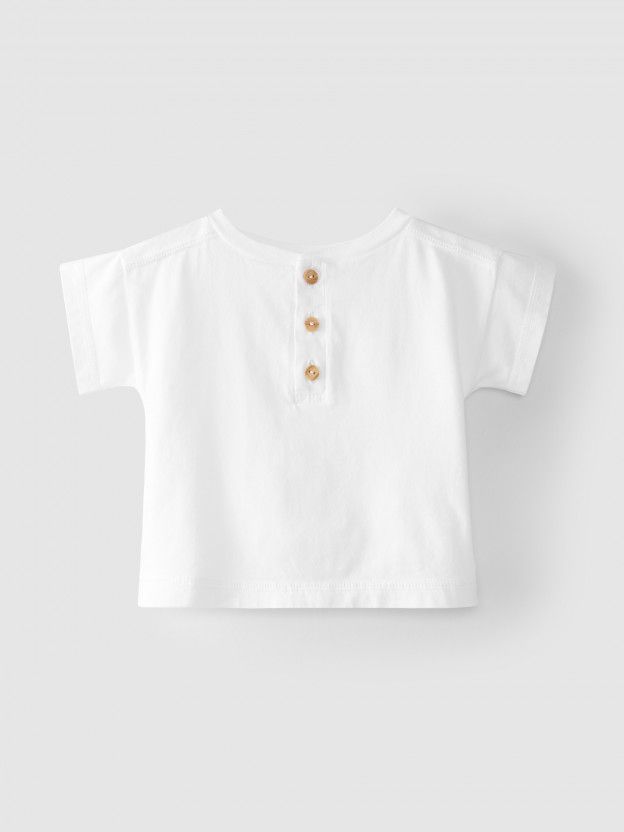 Laranjina T-shirt s/s Wit baby jongens (T-shirt knoopjes - V3603) - Victor & Camille Destelbergen