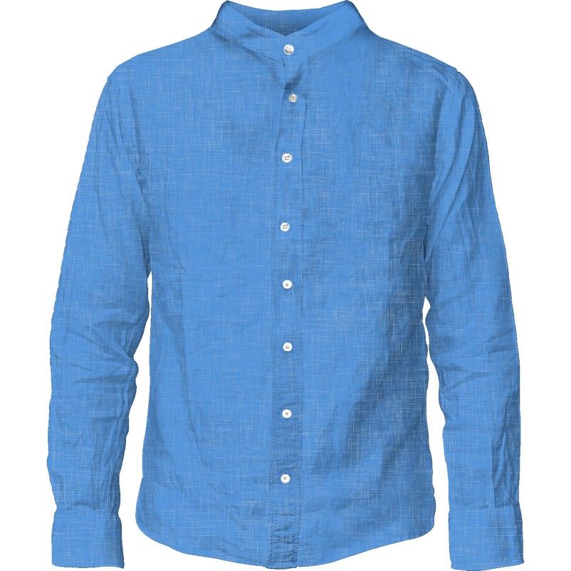 MC2Saint-Barth Hemd Blauw jongens (Korean neck shirt bluette - PAT0001-00826D) - Victor & Camille Destelbergen